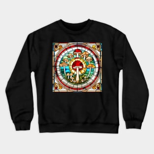 Madonna of Mushrooms Stained Glass Crewneck Sweatshirt